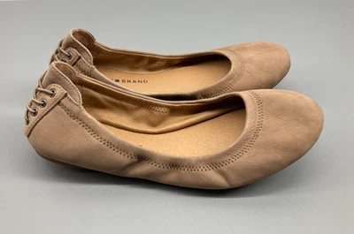 Lucky Brand Echo 2 Ballet Pisos Talla 7.5 Cuero Gamuza Tostado Sin Cordones Espalda Foto 1 de 4