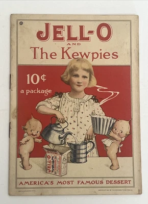 1915 JELL-O and The Kewpies 10 centavos livreto de sobremesa Rose O'Neill obra de arte EX BOM - Imagem 1 de 3