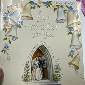 Biglietto Matrimonio Vintage Anni 50 Mcm Ruggine Artigianale Sposo Cammina fuori Chiesa - Foto 1 di 8