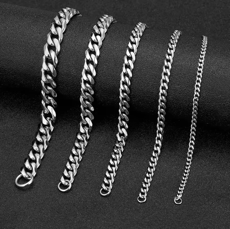 BRACELET ACIER INOXYDABLE HOMME FEMME GOURMETTE CHAINE 19 21 23 CM BIJOUX NEUF - Photo 1/1