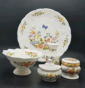 5 Items of Aynsley cottage garden Plate, bowl, vase & 2 trinket boxes - Picture 1 of 24