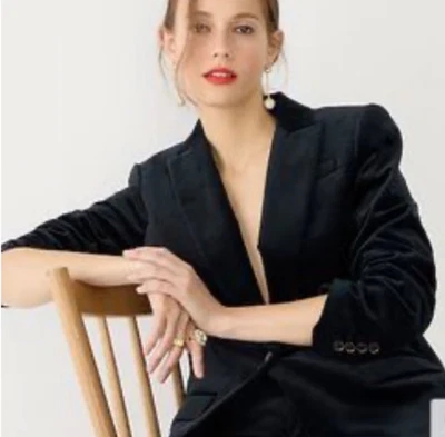 Chaqueta Blazer J.Crew PARKE Terciopelo Negro TALLA 4 NUEVA Esmoquin Formal Terciopelo Vacaciones Foto 1 de 4