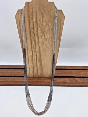 Collar Premier Designs MANHATTAN Gunmetal Plata 7 Hilos Aspecto en Capas 36 Pulgadas Foto 1 de 4