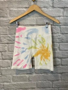 Spiritual Gangster Women's Tie Dye Pastel Ribbed Bike Athletic Shorts Sz M/L - Picture 1 of 4