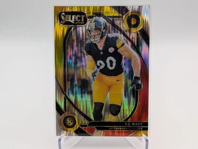 2024 Panini Select TJ WATT #294 Club Level Red & Yellow Shock Prizm - Image 1 of 2
