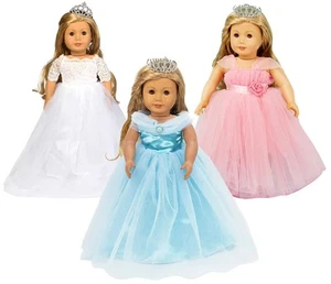 3 Sets Girls Doll Clothes Outfits and Accessories, Princess Costume, Bride We... - Picture 1 of 7
