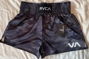 NWT RVCA Muay Thai Mod Shorts Grey Camo Boxing Shorts Men's Large $80 MMA - Picture 1 of 9
