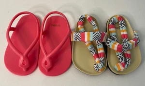 American Girl Doll “Joss” 2 Pair -Pink Sandals & Strappy Flip Flops - Shoes Only - Picture 1 of 6