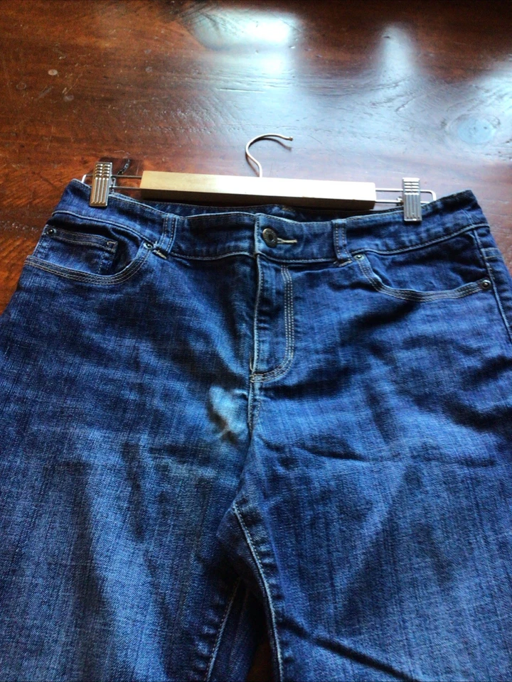 Chico's Platinum女式蓝色牛仔裤1码短直筒 — 第 1/4 张图片