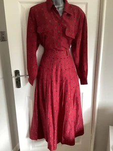 Gerry Weber 100% Silk Vintage Skirt Suit Co Ord Burgundy Paisley 40/42 UK 10-12 - Picture 1 of 8