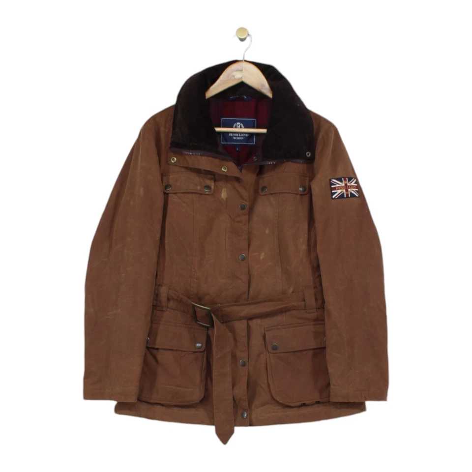 Henri Lloyd Waxed Biker Jacket Womens Size L Brown Lined Full Zip Outdoor - Image 1 of 4