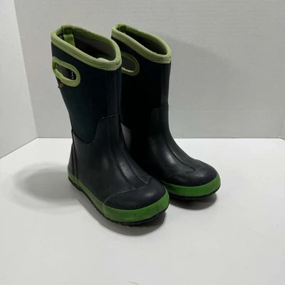 BOGS детей изолированный дождя и снега ботинки размер 13 черный/зеленый водонепроницаемый, хорошее состояние - Изображение 1 из 4