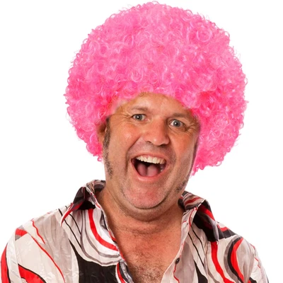 Pelucas afro esponjosas cortas unisex-mujeres hombres rizadas rizadas discoteca hippie peluca para rosa Foto 1 de 4