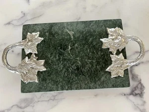 12x8 Green Italian Marble Cheese Board Charcuterie, Appetizer Tray w/ Leaf Motif - Picture 1 of 9