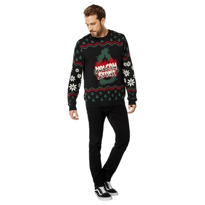 Volcom Holi Dazed Sweater Men's Medium Black Long Sleeve Pullover Cozy RED435 - Image 1 of 4