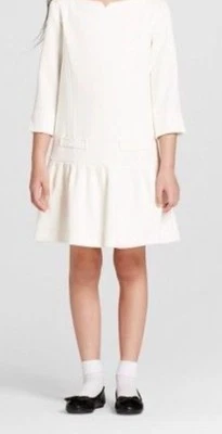 Vestido Victoria Beckham novo com etiquetas para meninas Target branco sarja cintura caída tamanho M - Imagem 1 de 4