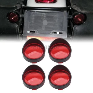 4pcs Red Turn Signal Lens Cover w/Black Bezel Visor for Harley Sportster Softail - Picture 1 of 21