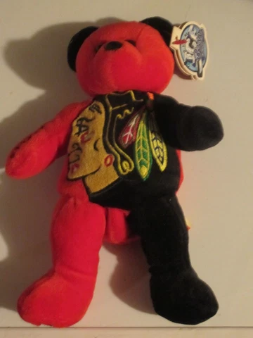 2000 Ice Bears Chicago Blackhawks NHL Hockey Big Logo 8 Inch Plush Bear Cover