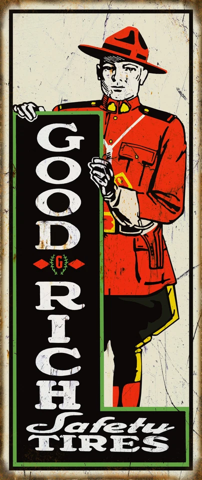 GOODRICH SAFETY TIRES 24" HEAVY DUTY USA MADE METAL GARAGE GAS STATION ADV SIGN - Image 1 of 1