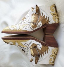Vintage 80s 90s Zalo Ankle Boot Horse Head Cowgirl Western Southwestern Gold
