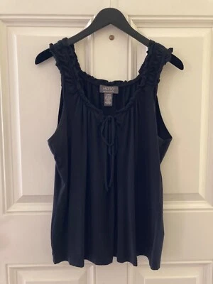 Top tejido con ojo de cerradura fruncido sin mangas con lema/negro/talla L/¡NUEVO/NUNCA USADO! Foto 1 de 3