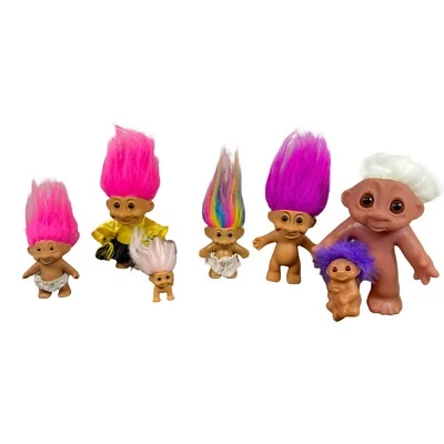 Винтажный Тролль Лот из 6 Фигурок Несколько Поколений «Пожалуйста, Смотрите Фотографии» - Изображение 1 из 4