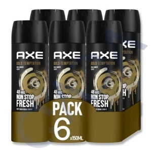 AXE Gold Temptation 48-Hour Fresh Deodorant Body Spray Fragrance for Men -6 Pack - Picture 1 of 6