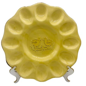 Maioliche Jessica Yellow Ceramic Easter Chicks Egg Platter Plate Farm Italy - Picture 1 of 6