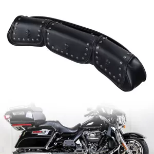 3 Pocket Windshield Bag Black Waterproof For Harley Touring Electra Glide - Picture 1 of 7