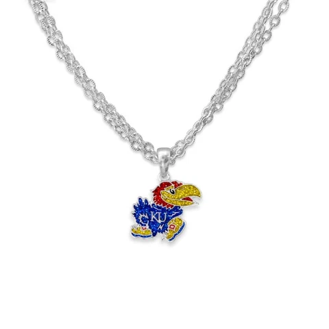 Kansas Jayhawks Game Day Glitter Necklace Jewelry Gift Licensed KU Cover
