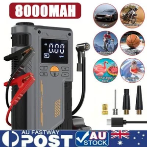 8000mAh Car Jump Starter Power Bank With Air Compressor Battery Booster New - Picture 1 of 17