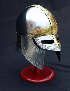 Medieval Armor Helmet 18 gauge Fine hand carved design with leather liner - Picture 1 of 4