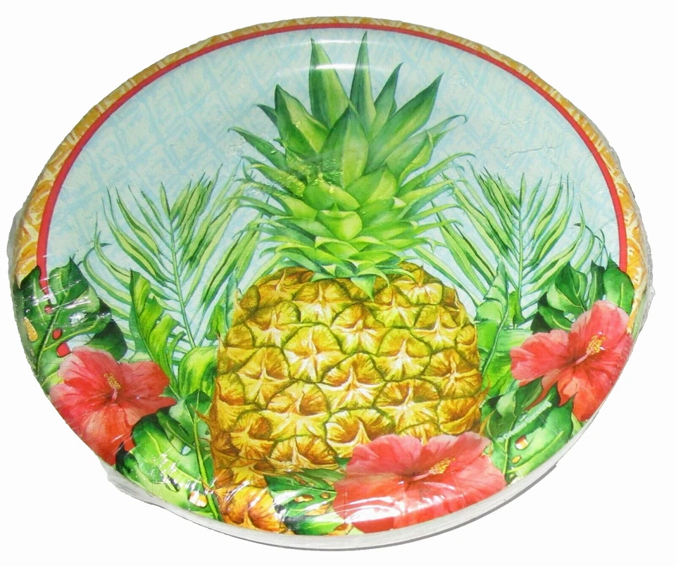 ТРОПИЧЕСКИЙ УЖИН ~ бумажные тарелки ~ 24 карата ~ диаметр 8,75 дюйма ~ АНАНАС - Изображение 1 из 1