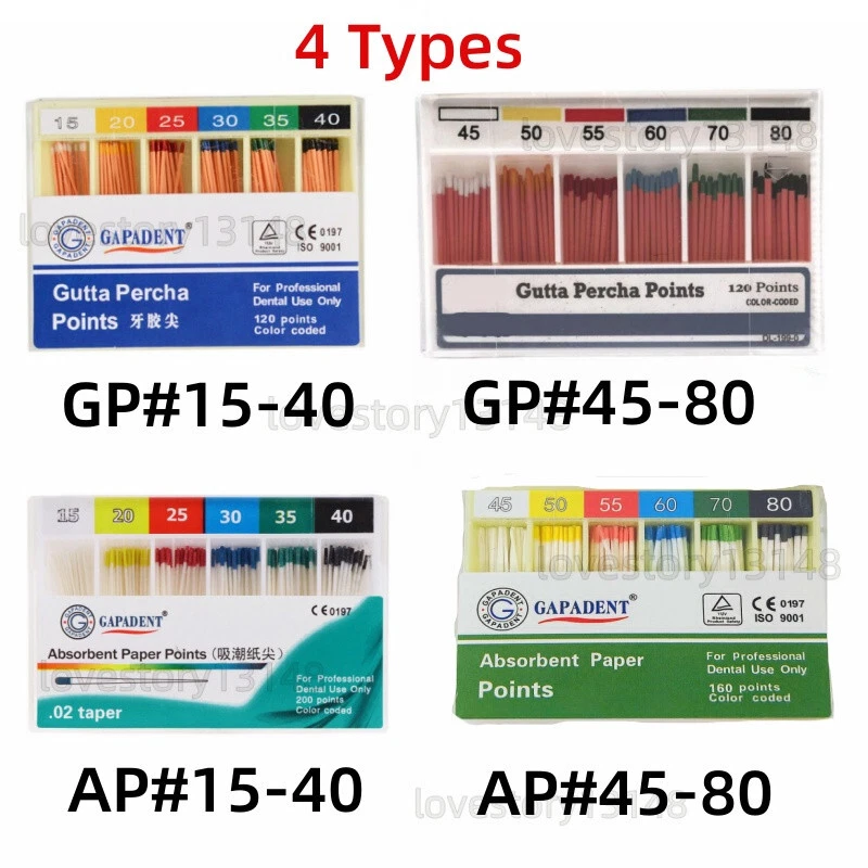Dental Absorbent Paper Points Gutta Percha Point 15-40# Endo Root Canal 45-80# - Image 1 of 1