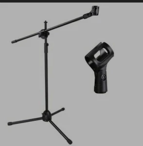 Microphone Boom Stand Mic Clip Holder Studio Arm 360° Adjustable Foldable Tripod - Picture 1 of 6