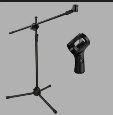 Microphone Boom Stand Mic Clip Holder Studio Arm 360° Adjustable Foldable Tripod - Image 1 of 4