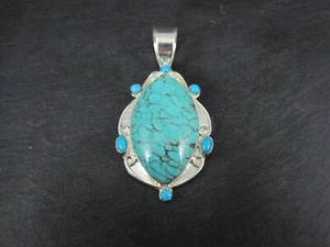 Large Jay King Sterling Silver Turquoise Pendant Desert Rose Trading - Picture 1 of 7