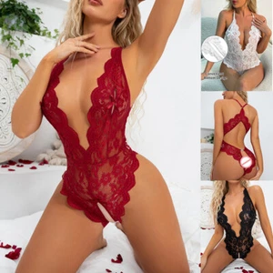 Ladies Lace Bodysuit Sexy Lingerie Teddy Babydoll Crotchles Underwear Sleepwear^ - Picture 1 of 16