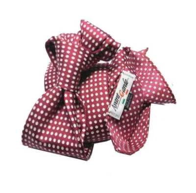 COMPLETO UOMO a pois CRAVATTA SETA e POCHETTE DA TASCHINO bordeaux silk printed - Immagine 1 di 4