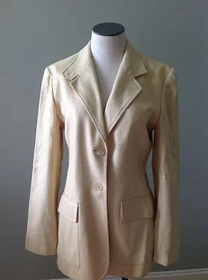 Jones New York Country Essentials Blazer Jacket Coat Button Front Yellow Lined 2 - Photo 1/3
