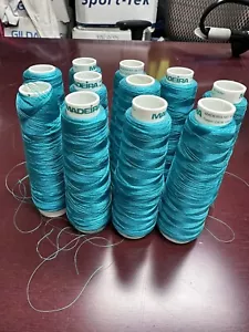 11 Madeira Rayon Embroidery Thread - 40 5500 yd -Poly Neon #1298- BLUE GREEN - Picture 1 of 5