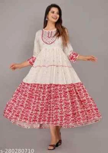 Alle Farben Übergröße bestickt Arbeit bedruckt Anarkali für den täglichen Gebrauch - M bis 7 XL - Bild 1 von 20
