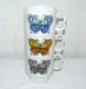 Stackable Butterfly 8 oz Mugs Cup Set Of 3 Yellow Orange Green Pink Blue Cups Stackable Butterfly 8 oz Mugs Cup Set Of 3 Yellow Orange Green Pink Blue Cups