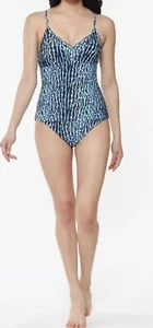 Jessica Simpson NAVY ANIMAL Sassy Safari Crisscross Tankini Swim Suit Medium New - Picture 1 of 4
