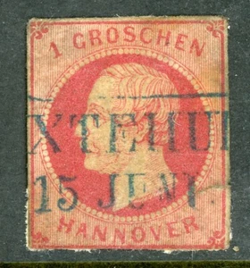 Deutschland Staaten 1859 Hannover 1gr Violette Rose Scott #19a ss G473 - Bild 1 von 2