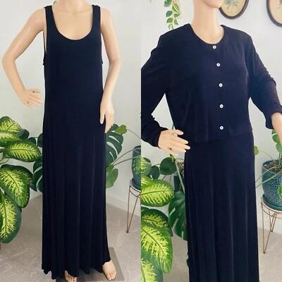 Maxi Vestido Falda Y Bolero Vintage Años 90 Separados Negro Dos Piezas Elastizado Talla 12 Foto 1 de 4