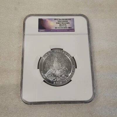 2012 HAWAII VOLCANOES NP ATB EARLY RELEASE 5 OZ. SILVER NGC MS69 PL  - Image 1 of 4