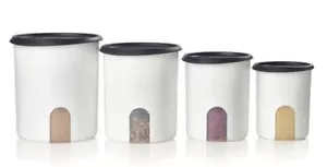 Juego de 4 tapas de sellos negros de un toque Tupperware Remind - Imagen 1 de 2