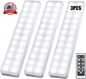 24 luces LED recargables para gabinete con sensor de movimiento (3 Pack) 2023 - Picture 1 of 8