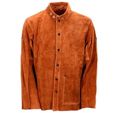 3X(Leather Welding Work Jacket Flame-Resistant Heavy Duty Split Cowhide Leather